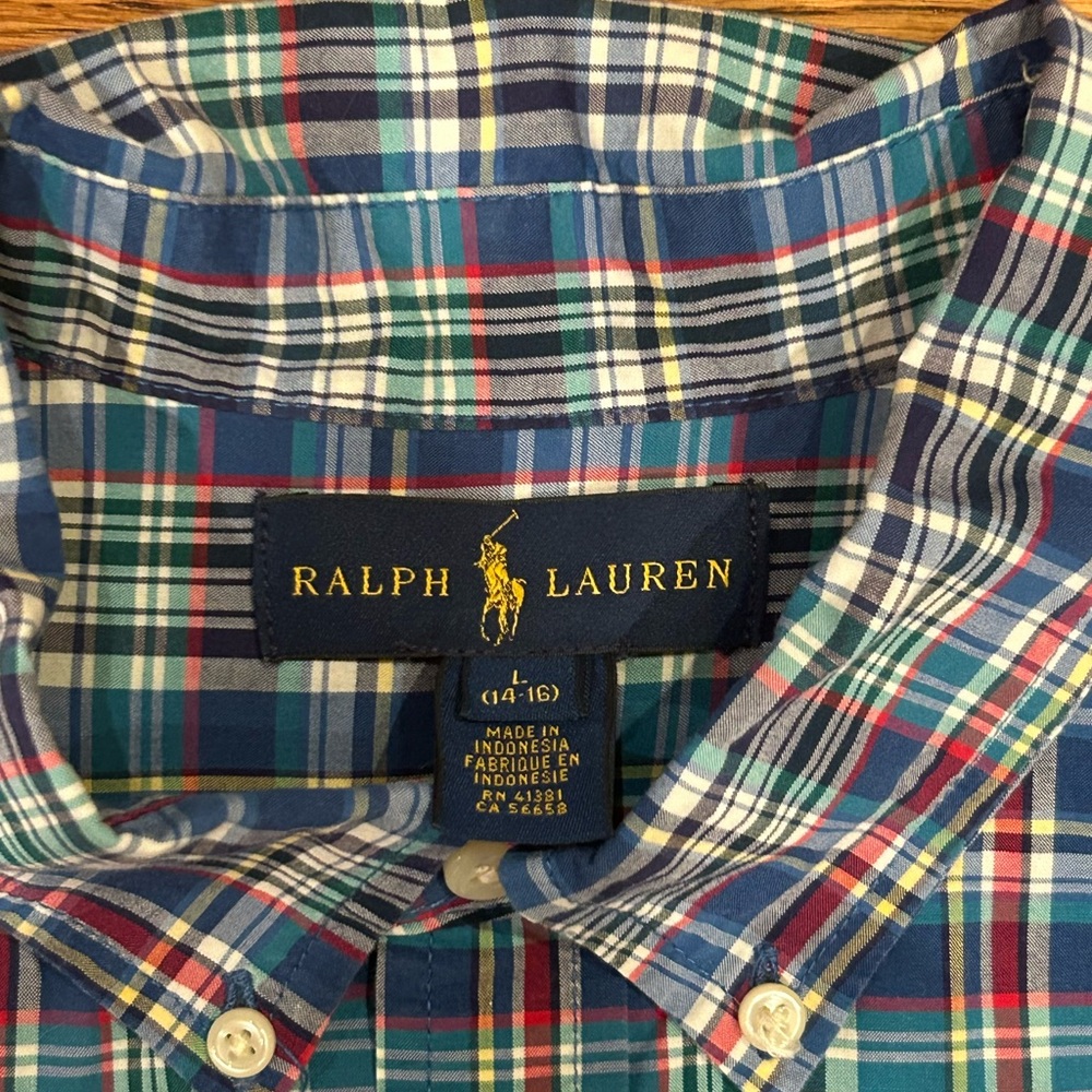 Ralph Lauren Blue and Red Button Down Shirt